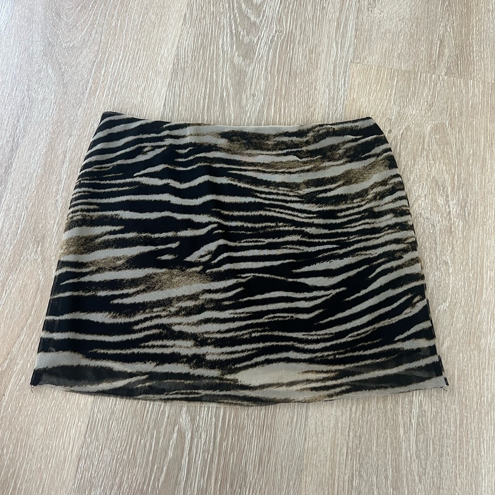 Handmade Upcycled Mesh Zebra Print Mini Skirt